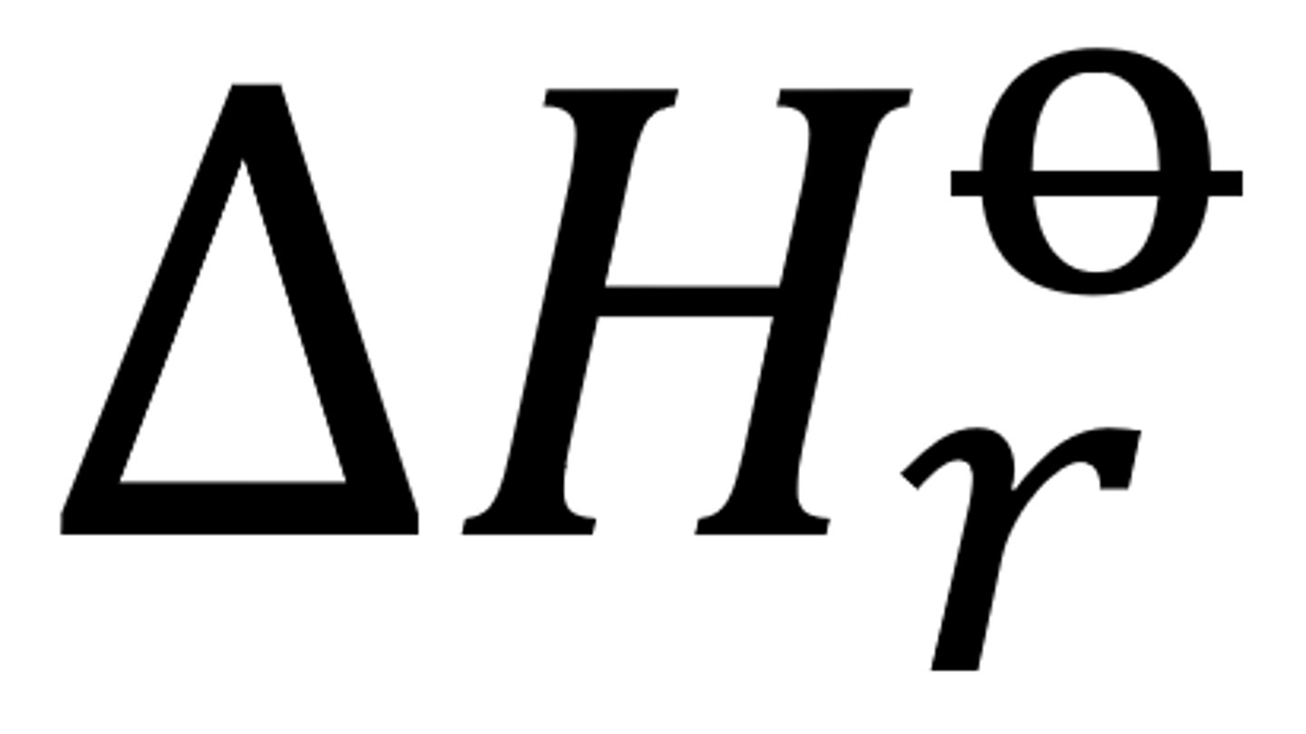 <p>The enthalpy change when molar quantities of reactants, as stated in the balanced equation, react under standard conditions</p><p>can be endo or exo</p>