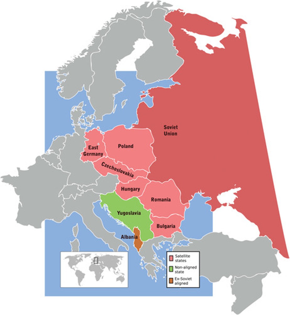 <p>What were the satellite nations created by the Soviet Union?</p>