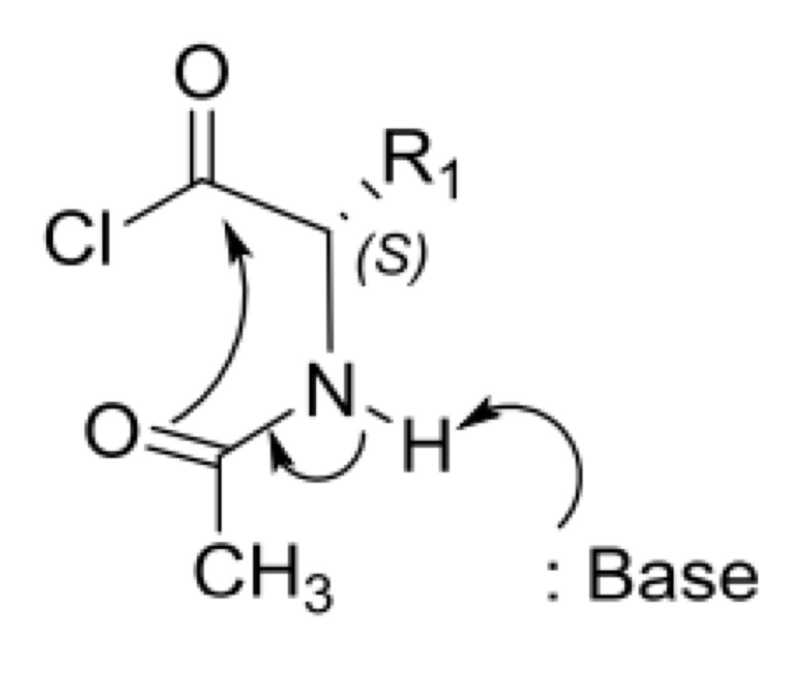 <p>Peptide bond formation: racemisation via oxazolone</p><p>What is the product formed and how is it formed?</p><p></p>