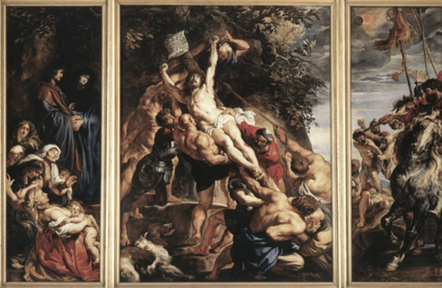 <p>- located in the cathedral in Belgium</p><p>- originally for the church of Saint Walburga, but then that burned down</p><p>- baroque</p><p>- lots of bodies in motion</p><p>- The diagonal cross added more drama to show the baroque art</p>