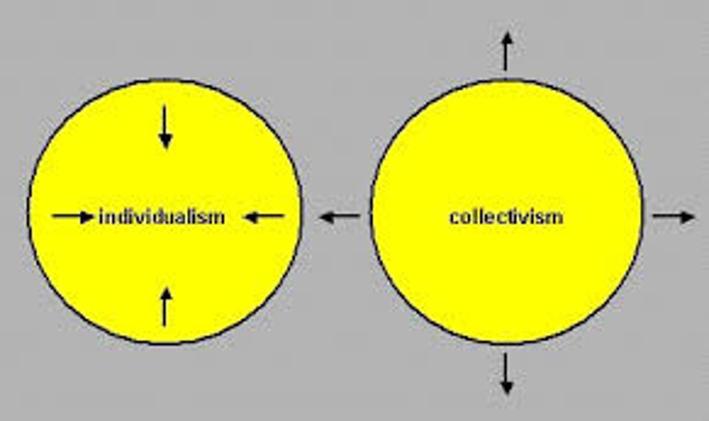 <p>a cultural worldview where people prioritize the goals of a group over their own personal goals.</p><p>We > Me</p>
