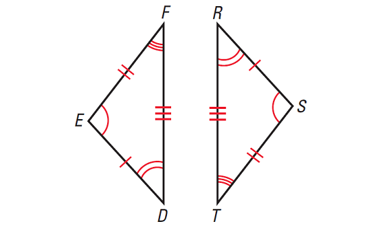 <p>Triangles that have the same size and shape.</p>