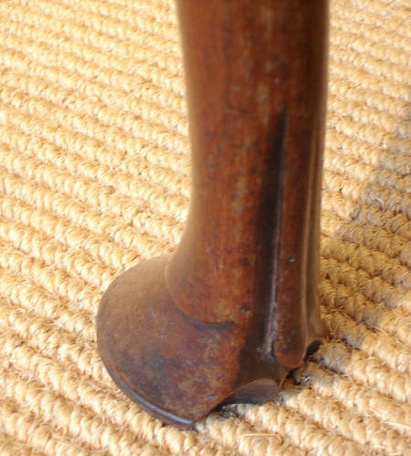 <p>Also known as Pied de Biche; Carved foot in a form of an animal's hoof, either cloven of solid. Dating back into Egyptian furniture, reappeared in Europe in the late 17th century</p>