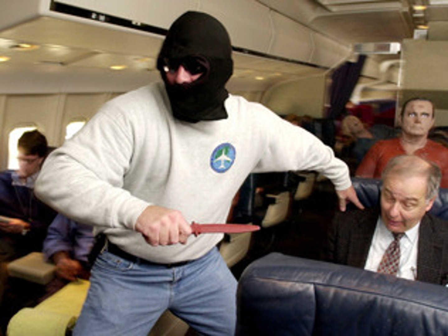 <p>holding people in transit hostage (usually on a plane)</p>