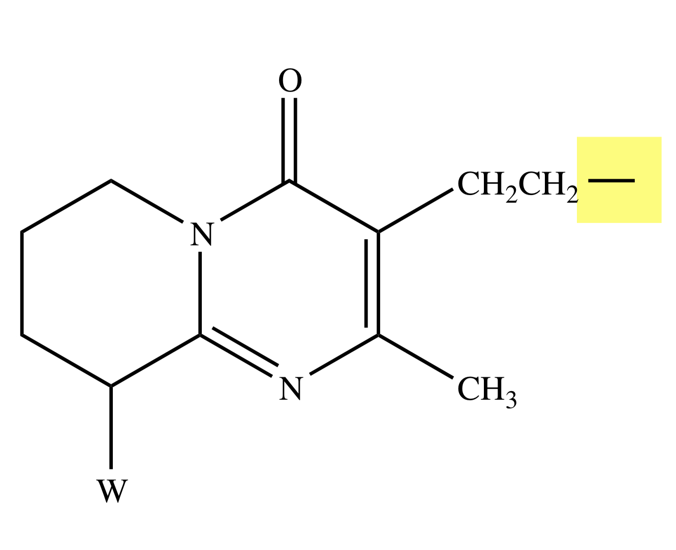 <p>Y = <strong>O</strong>;</p><p>X = <strong>CH</strong>;</p><p>Z = <strong>F</strong>;</p><p>W = <strong>H</strong></p>