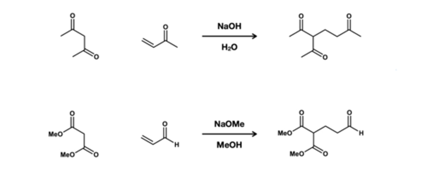 <p>if diketone: NaOH/H2O</p><p>If Diester: NaOMe/MeOH</p>