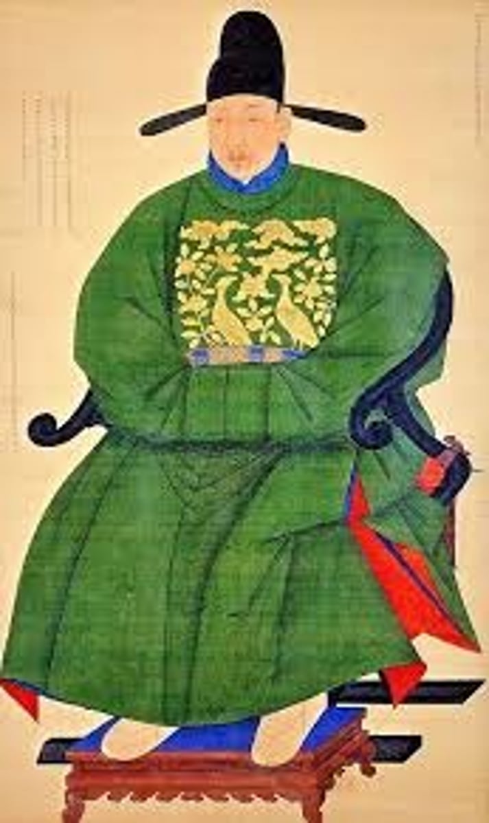 <p>Imperial Bureau of Painting</p><p>c. 15th century CE</p><p>Form: Hanging scroll (ink and color on silk)</p><p>Function: Honors Sin Sukju for his service to the king</p><p>The "Portrait of Sin Sukju" is a silk scroll painting done in ink and color. Artists in Korea's Royal Bureau of Painting created merit paintings to honor those who had dedicated themselves to the service of the king. Sin Sukju was a revered scholar, soldier and prime minister who served under two kings during the Joseon Dynasty.</p>