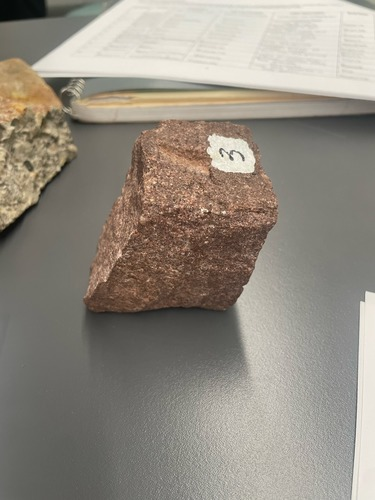 <ul><li><p>Brown/red</p></li><li><p>Detrital</p></li><li><p>Mix of fine and medium sized grains </p></li></ul>