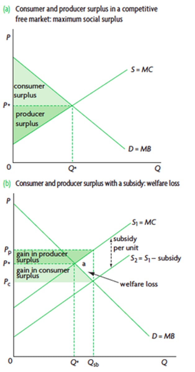 <p>both consumer and producer surplus increase meaning so does economic welfare</p>