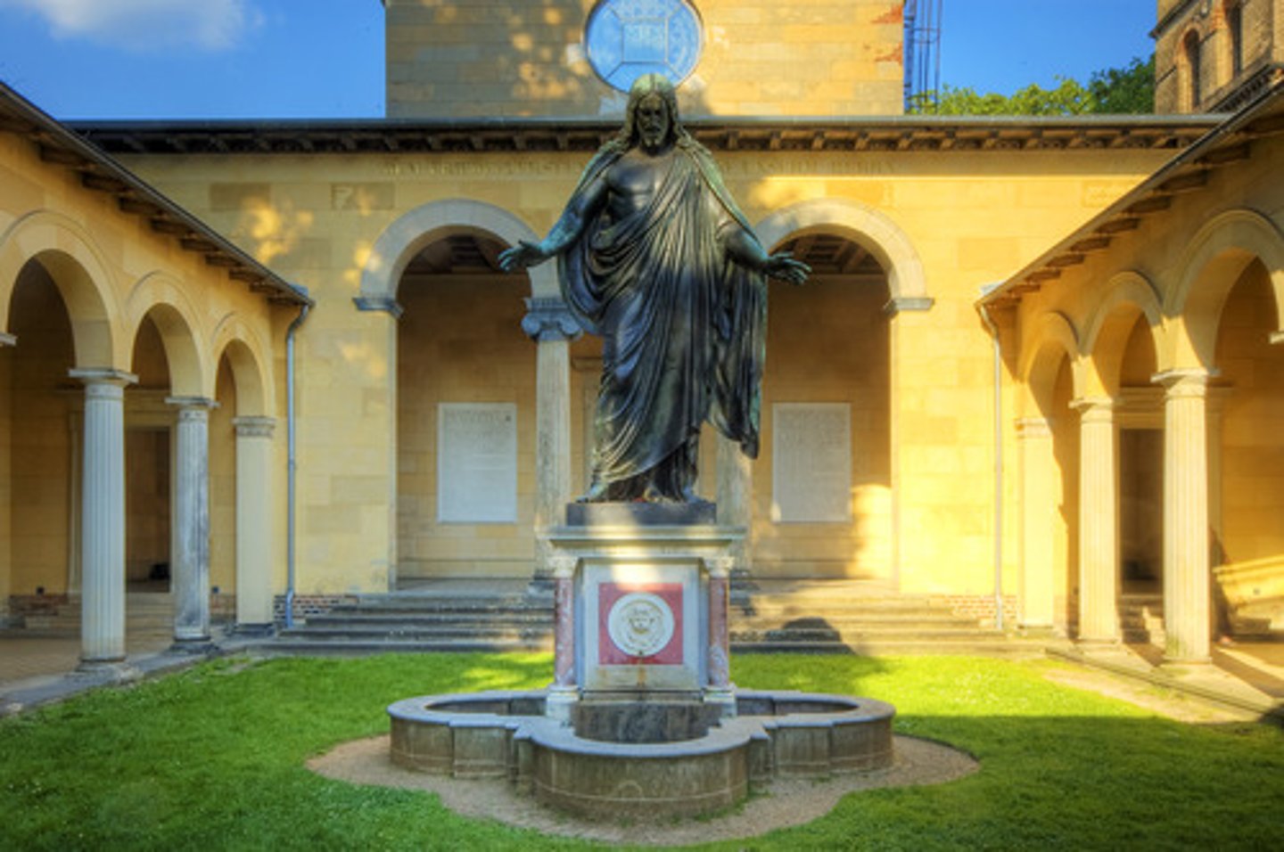 <p>a courtyard in a Roman house or before a Christian church</p>