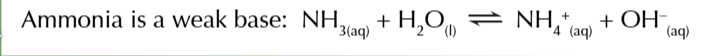 <p>weak bases like ammonia</p>