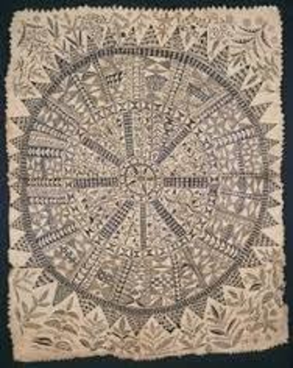 <p>Polynesia?? Tapa and freehand painting<br><br>Used to protect staff gods, demonstrate status, currency, clothing, bedding. could be for events... DIFFERENT USES! REGIONAL STYLES!!<br>Symbols are unqiue, and could depict local flora/fauna<br>Stencil, stamps, freehand painting. SMBOLICALLy! has a deep rich history :)</p>