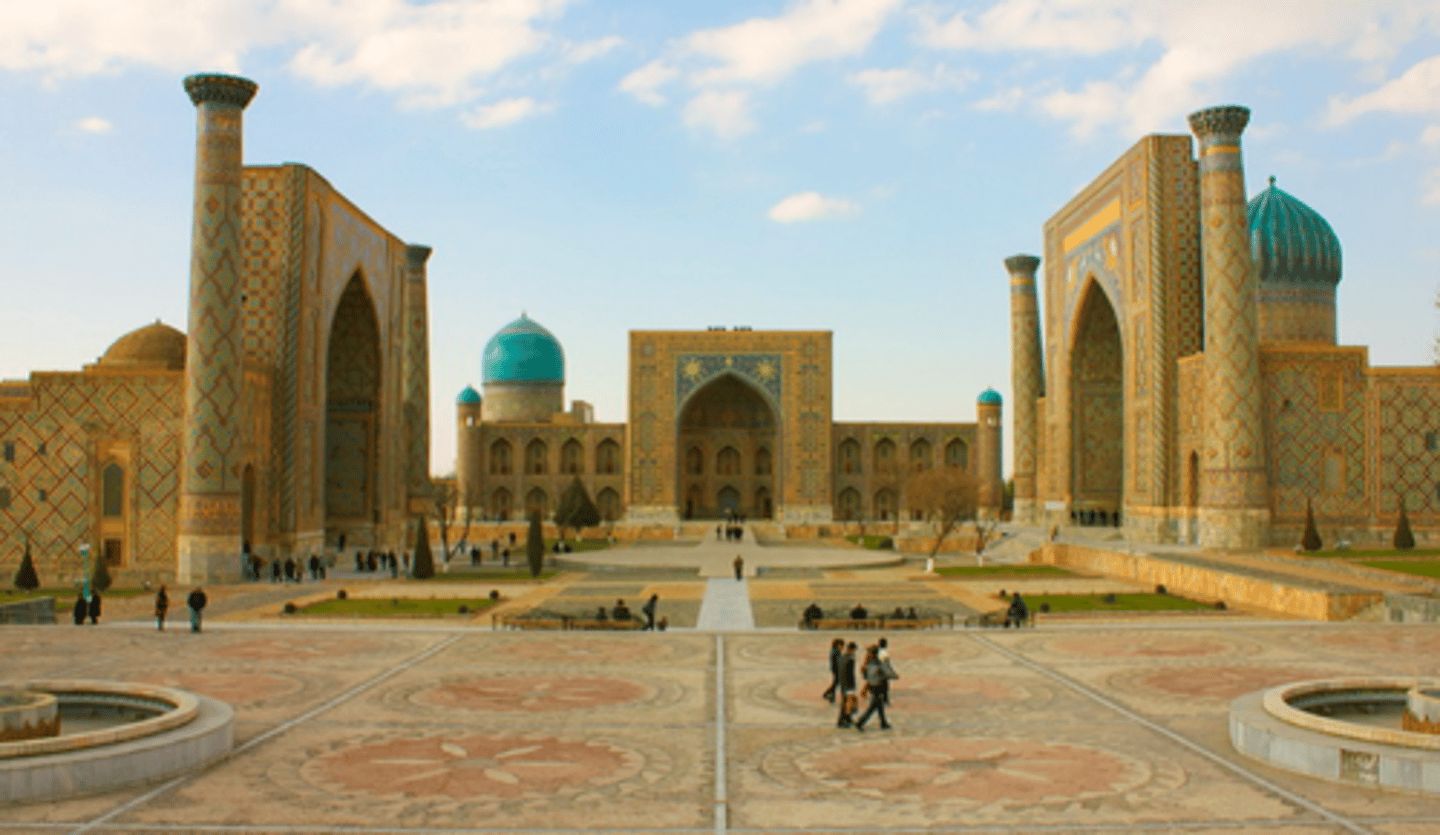 <p>-major trading city in Central Asia that was a central destination along the Silk Roads from 1200 CE to 1450 CE</p><p>-Crucial city connecting East Asia and the Song Dynasty with the Abbasid Caliphate in the Middle East and the Delhi Sultanate in Northern India</p><p>-Was known as incredibly diverse, with all the major religions including Islam, Buddhism, Hinduism, Christianity, and Judaism represented</p><p>-Was briefly controlled by the Abbasid Caliphate and became a strong center of Islam, with many beautiful mosques constructed, including the Bibi-Khanym Mosque in 1405</p><p>-silk, spices, and porcelain flowed in from the East from Song, Ming, and later Qing China</p><p>-Diamonds, spices, and precious stones came in from the Delhi Sultanate in India</p><p>-Textiles (cloths), gold, mathematics flowed in from the Middle East/Abbasid Caliphate</p><p>-Was taken over by the Mongols and Genghis Khan, who massacred some of the residents of the city and forced 30,000 men to fight and also deported 30,000 craftsmen/artisans to Karakorum, the Mongol capital</p><p>-Flourished under the Mongols during the "Pax Mongolica," although the city was devastated by the Black Plague in the 1300's and 1400's</p>