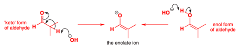 <p>results in an enolate</p>
