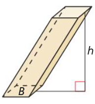<p>V = Bh</p><ul><li><p>where B is the area of a base</p></li></ul><p></p>