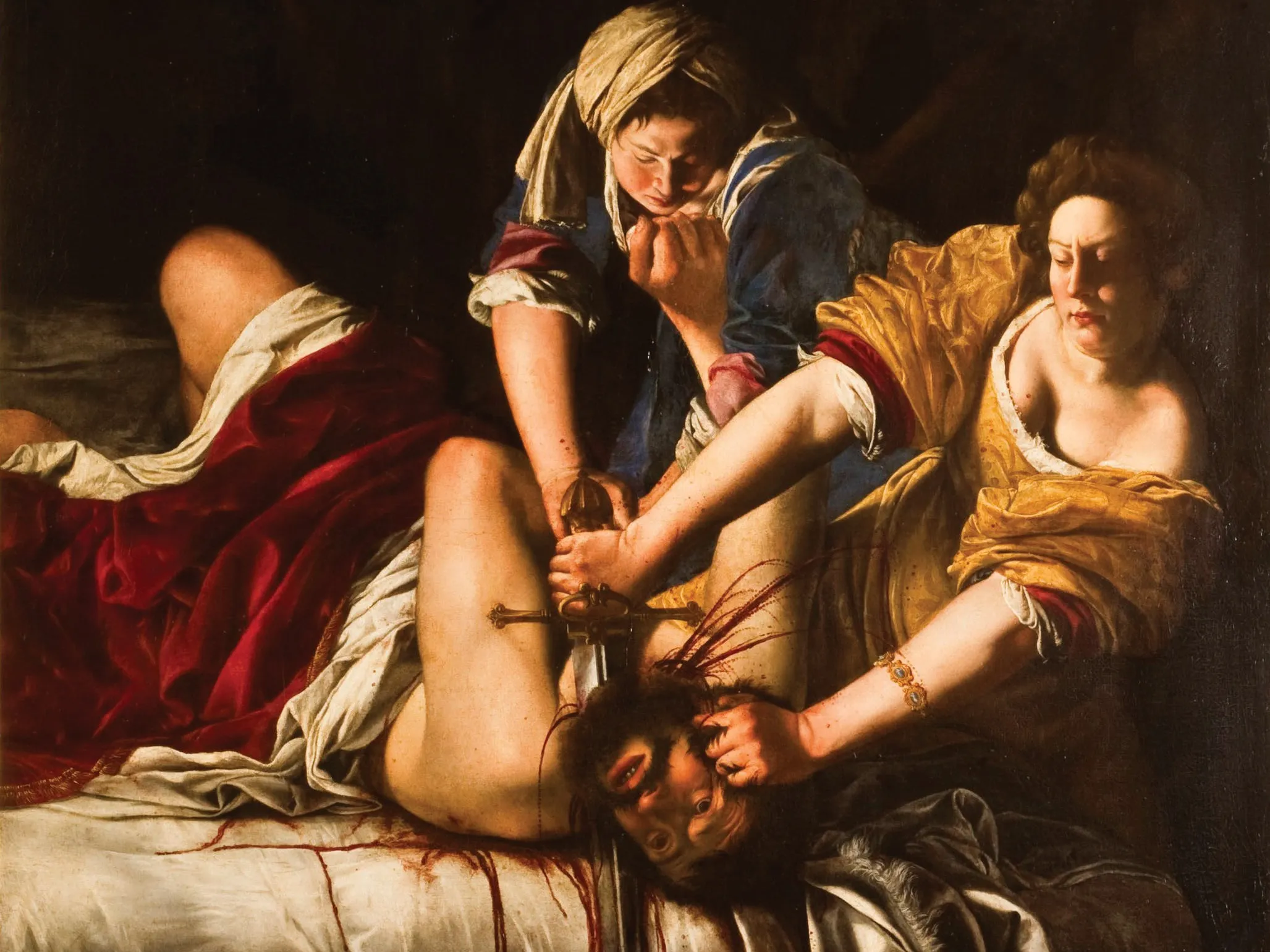 <p>story from the bible - caught him off guard and beheaded him </p><p>Gentileschi - had limited training, raped by her mentor, brought him to trial tortured to make sure she wasn’t lying </p>