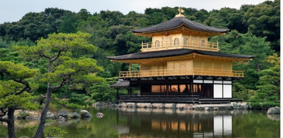 <p><span><em>(Kinkaku-ji; Built by Ashikaga Yoshimitsu, a Zen Temple.)</em></span></p>