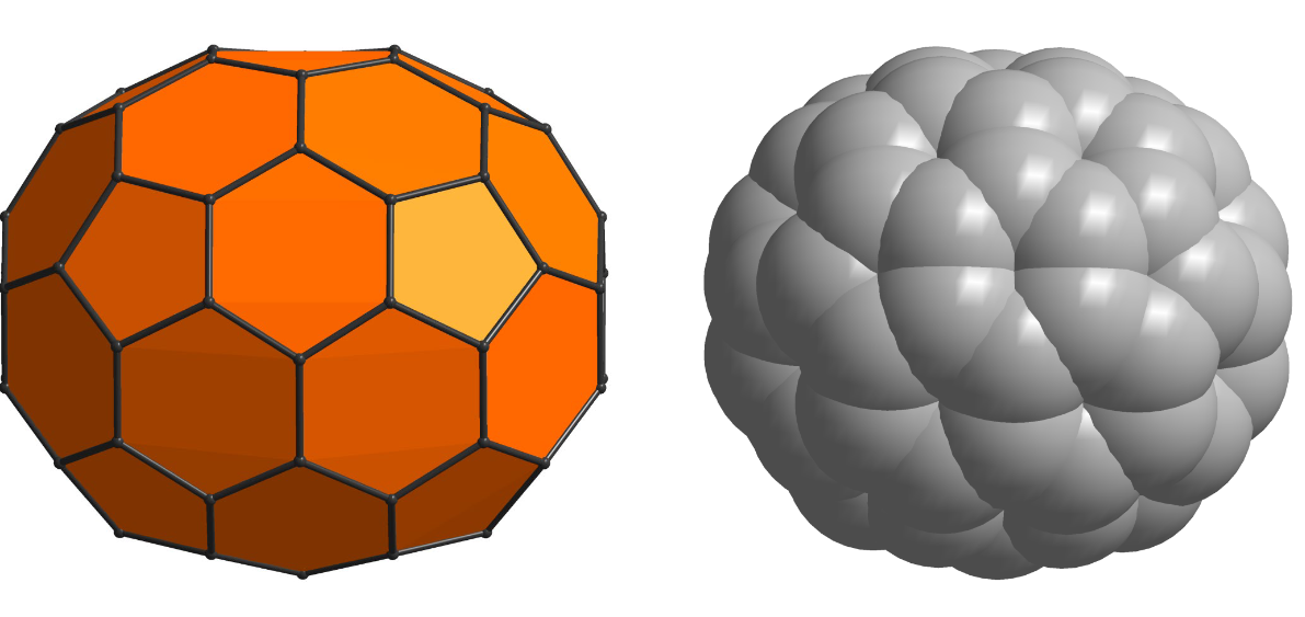 <p><span><span>an oval shape, consisting of 15 pentagons and 25 hexagons.</span></span></p>