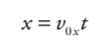 <p>x = vox t</p><p>vox = v cos theta</p>