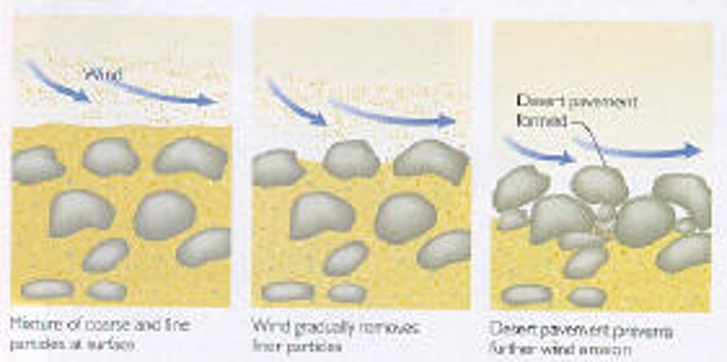 <p>The process by which wind removes surface materials.</p>