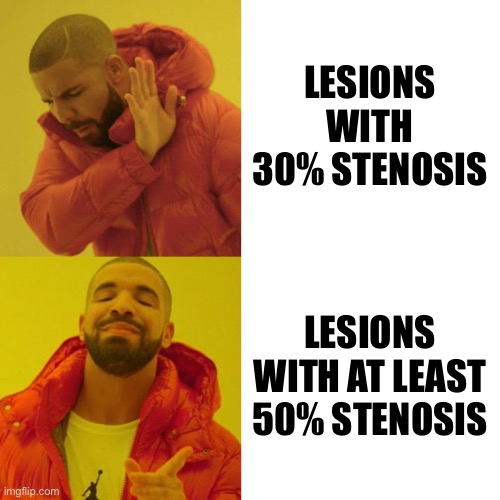 <p>Lesions w/ at LEAST 50% stenosis are…(2)</p>