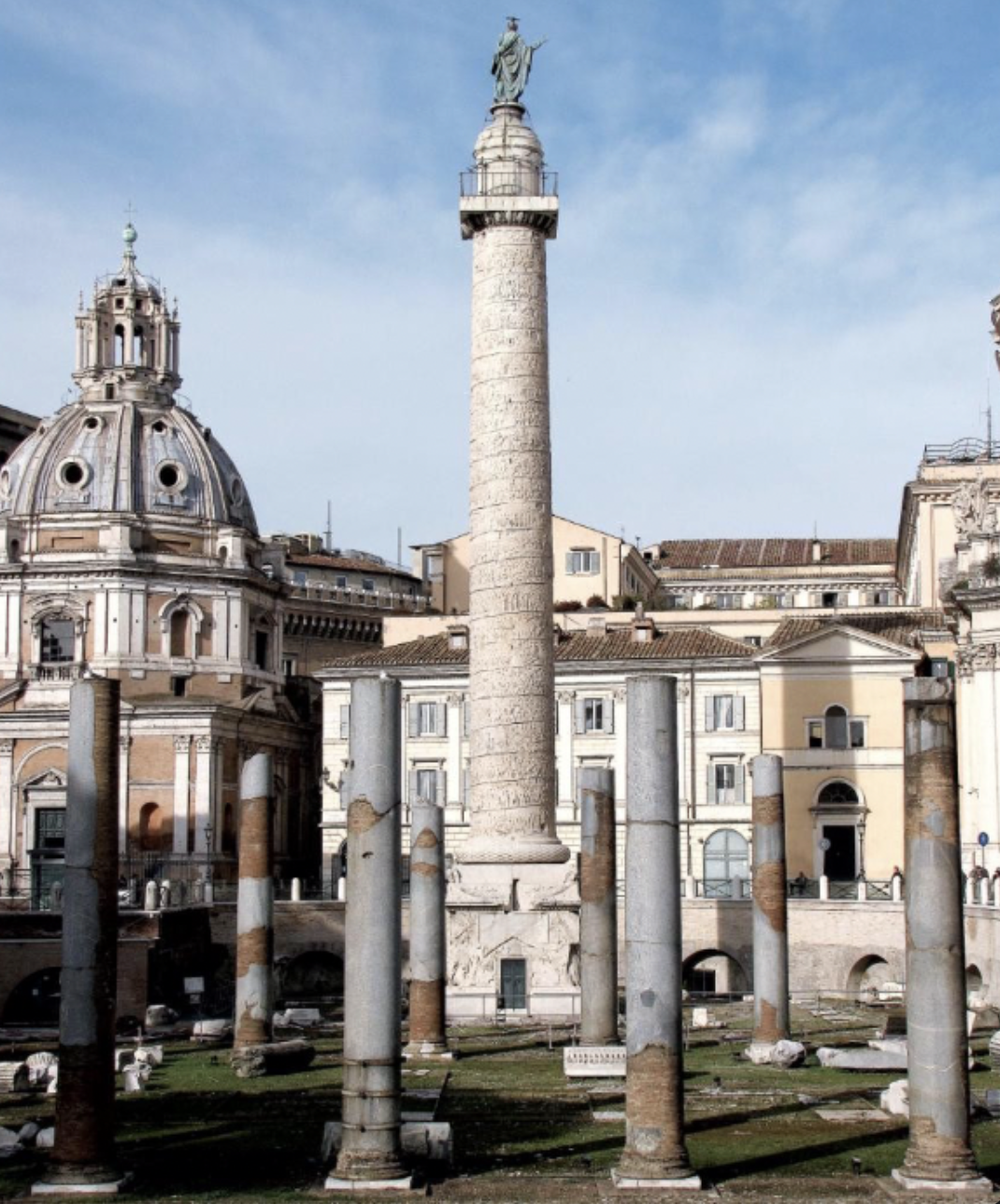 area was excavated to make room for the column, the height of the column corresponds to how much earth they excavated, column was built as the mark of triumph, spiraling at the top signified the statue of trjan that used to be there but now there is a statue of St. Peter