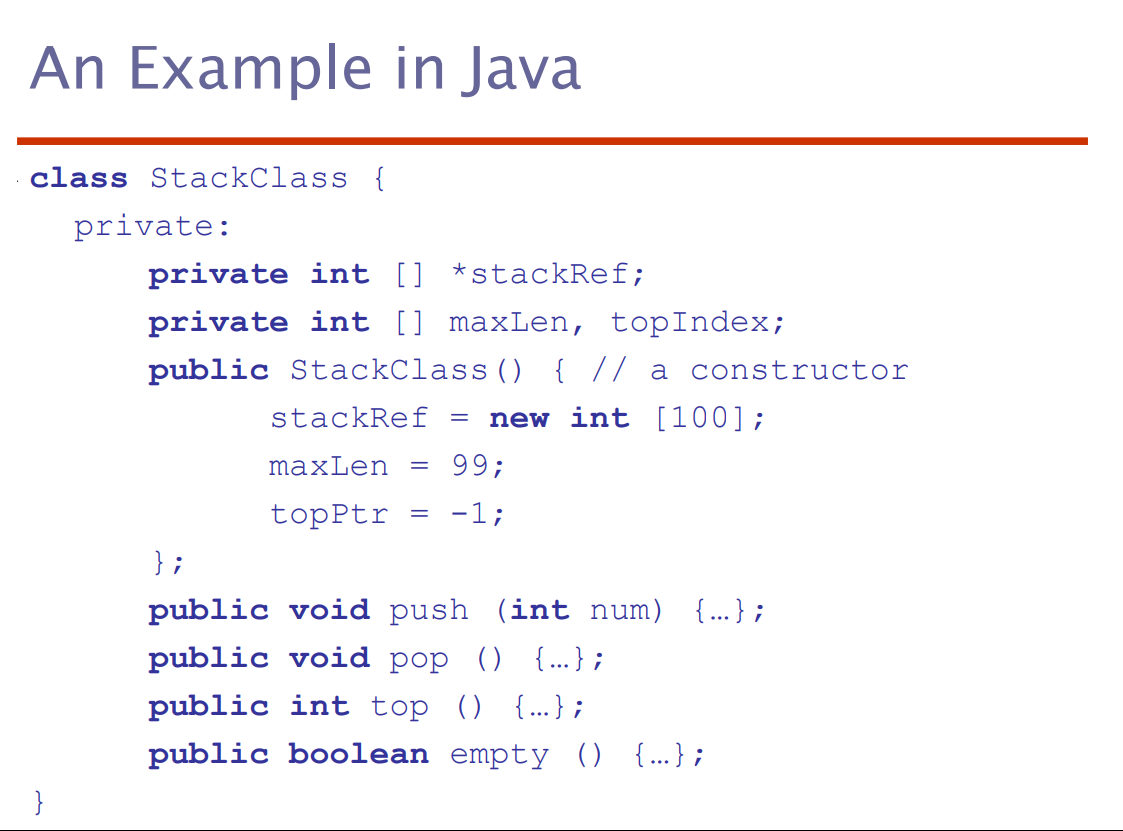 <p><strong>Language Examples: —</strong></p><p>Similar to C++, except:</p><ul><li><p>All user-defined types are —</p></li><li><p>All objects are allocated from the — and accessed through —</p></li></ul><p></p>