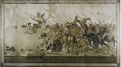 <p>alexander the great battling darius III of Persia</p>