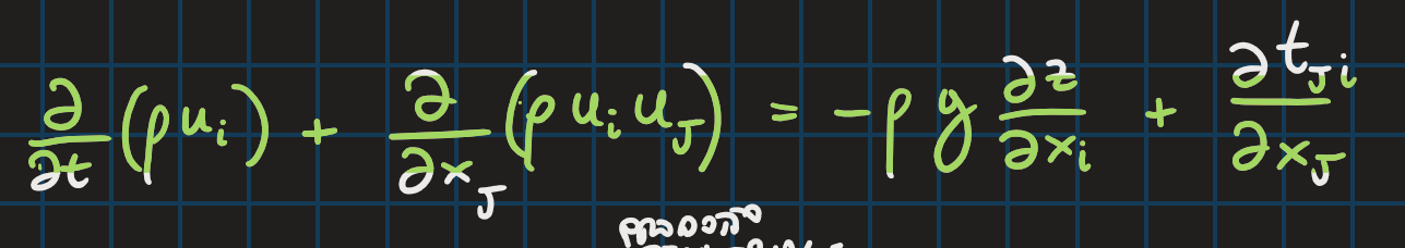 <p>a sx: variazione di ciò che ho dentro + flussi di QdM </p><p>a dx: ho le forze (tensioni + peso)</p>