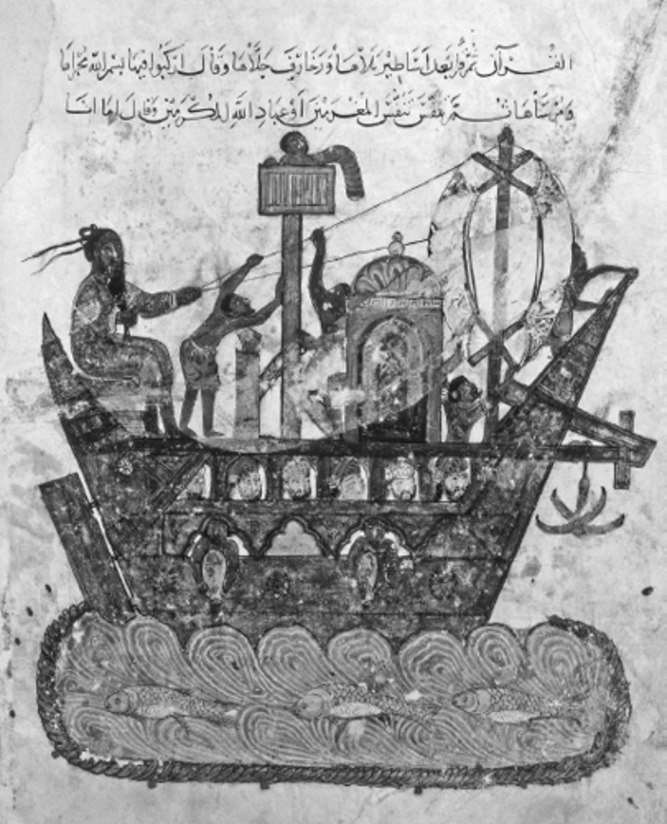 <p>Which of the following best describes the primary purpose of the travel depicted in the illustration?</p><p>A</p><p>To convert peoples of other faiths to Islam</p><p>B</p><p>To create diasporic merchant communities</p><p>C</p><p>To recruit soldiers for the Caliphate</p><p>D</p><p>To bind diverse communities to a common tradition</p>