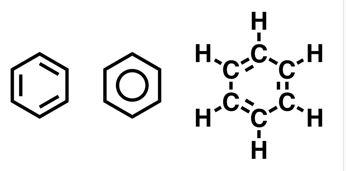 <p>6-carbon ring w/ alternating double bonds</p>