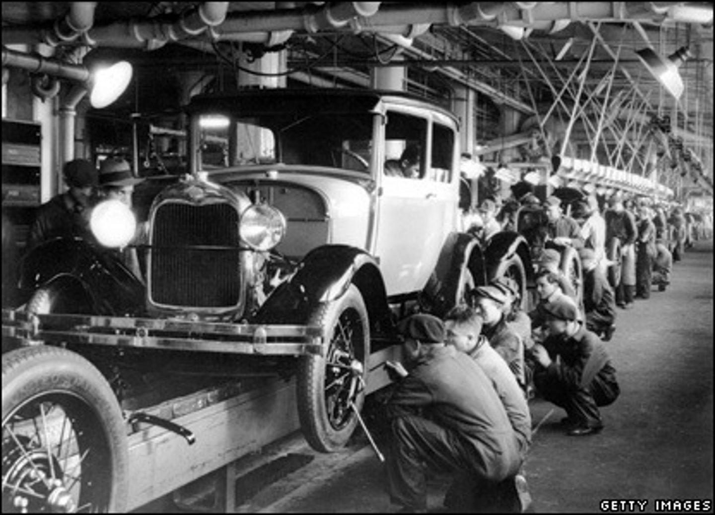 <p>form of mass production in which each worker is assigned one specific task to perform repeatedly.</p>