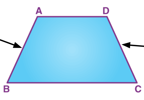 <p>The non-parallel sides of a trapezoid.</p>