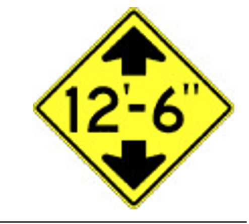 <p>What does a Low Clearance sign warn of?</p>