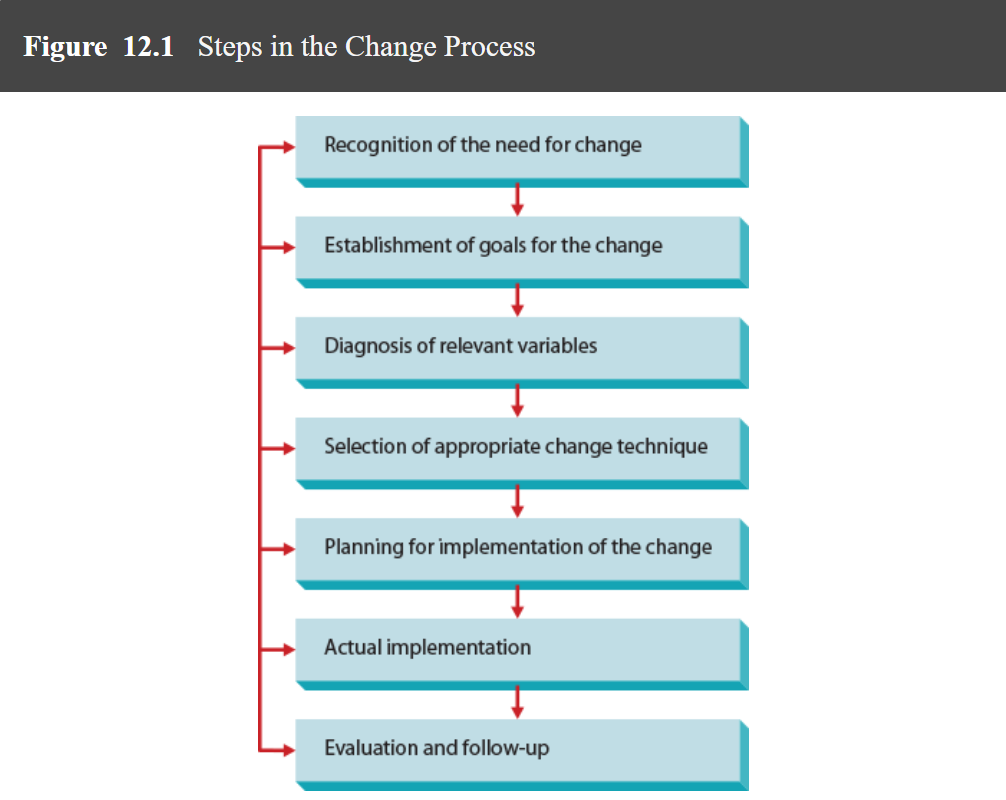 <ul><li><p>takes a systems view and delineates a series of specific steps that often lead to successful change</p></li></ul>