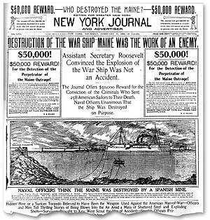 Reporting in newspapers and magazines that exaggerates the news in order to make it more exciting