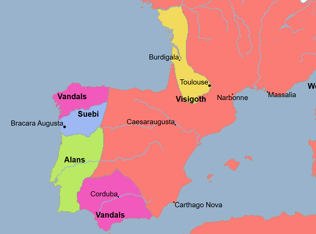 <ul><li><p>4th King of the Visigoths </p></li><li><p>He struck a deal with Emperor Honorius and the Romans in which he and the Visigoths could establish their own kingdom</p><ul><li><p>In exchange, provided with funds from the empire, he and the Visigoths were to defend the Atlantic Coast from raids by Saxon pirates for the Roman Empire and not to invade or attack Western Rome anymore </p></li><li><p>This led to him establishing the Visigothic Kingdom</p></li></ul></li><li><p>He was the first barbarian to set up an independent barbarian successor state within the borders of the Roman Empire</p><ul><li><p>The kingdom’s holdings at the time included the lands that comprised the Roman province of Aquitaine, which included modern-day Spain, Portugal, and southwestern France</p></li></ul></li><li><p>He established peaceful coexistence between the Visigoths and Aquitaine’s preexisting ruling class given that the Visigoths were Arian Christians and the preexisting ruling class which consisted of an old aristocracy that combined Roman and Gallic stock were non-Arian Christians </p></li></ul><p></p>