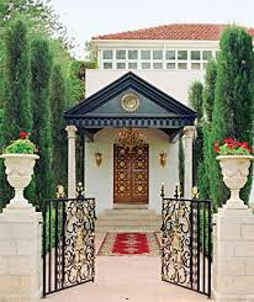 <p>a door or gate used to enter a place</p>