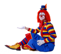<p><span>a </span>silly<span> </span>person / <span>a </span>performer<span> who </span>wears<span> </span>brightly<span> </span>coloured<span> </span>clothes<span> and has a </span>painted<span> </span>face<span> and makes </span>people<span> </span>laugh</p>