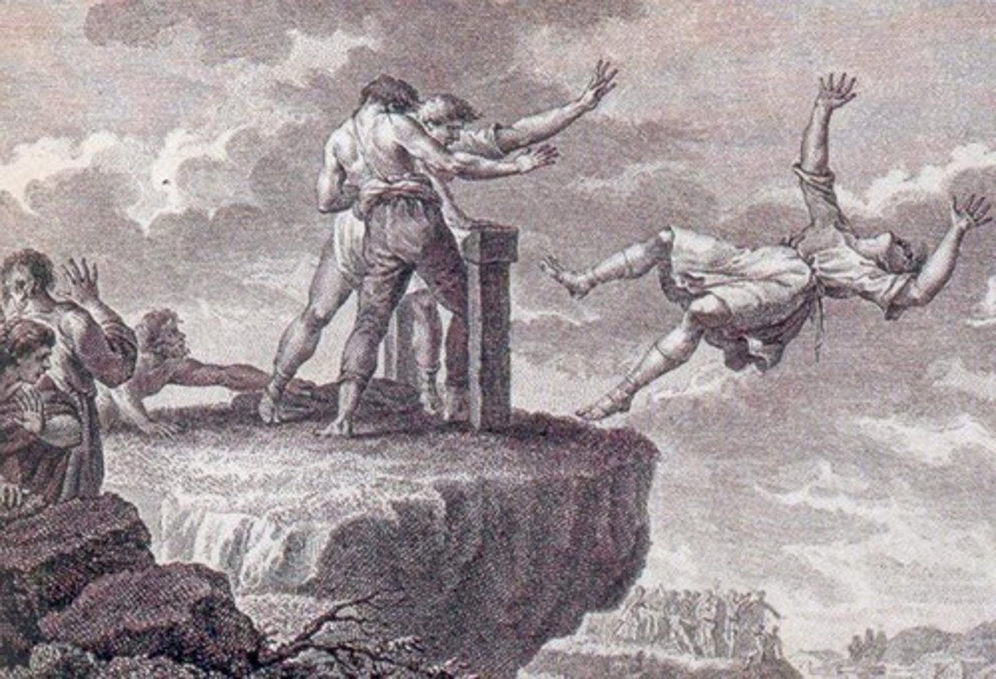 <p>thrown off cliff (oof)</p>