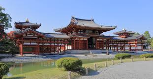 <p>located in byodo-in, japan - marks a new religious shift, where others can practice aristocracy buddhist principles without living in a monastery</p><p>shaped similarly to a phoenix using&nbsp;‘flying’ eaves, uses lots of water in its design, and has dougong joints - made up of bamboo and terracotta</p>