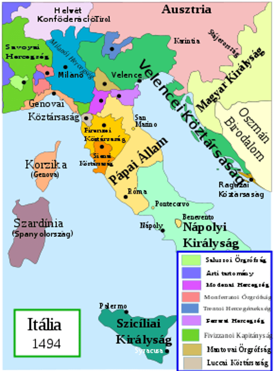 <p>a pápa, mint szuverén uralkodó alatt állott állam Közép-Itáliában, melyet az Adriai-tenger és Tirrheni-tenger között, délen a nápolyi királyság, északon a lombard-velencei királyság, a toscanai és modenai hercegségek határoltak.</p>