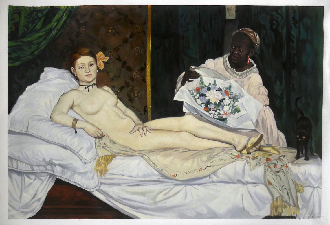 <p>When: 1863 (19th century Modernism) Who: Manet Where: France Extra Facts: based on Titian’s Venus of Urbino / Avant-garde (a person or work that is experimental, radical, or unorthodox with respect to art, culture, or society</p>