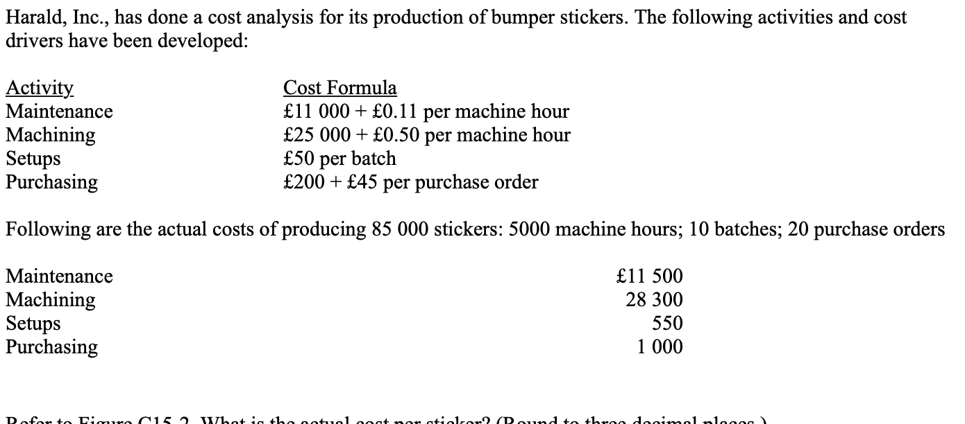 What is the actual cost per sticker? (Round to three decimal places.)

£0.468

£0.478

£0.486

£0.487