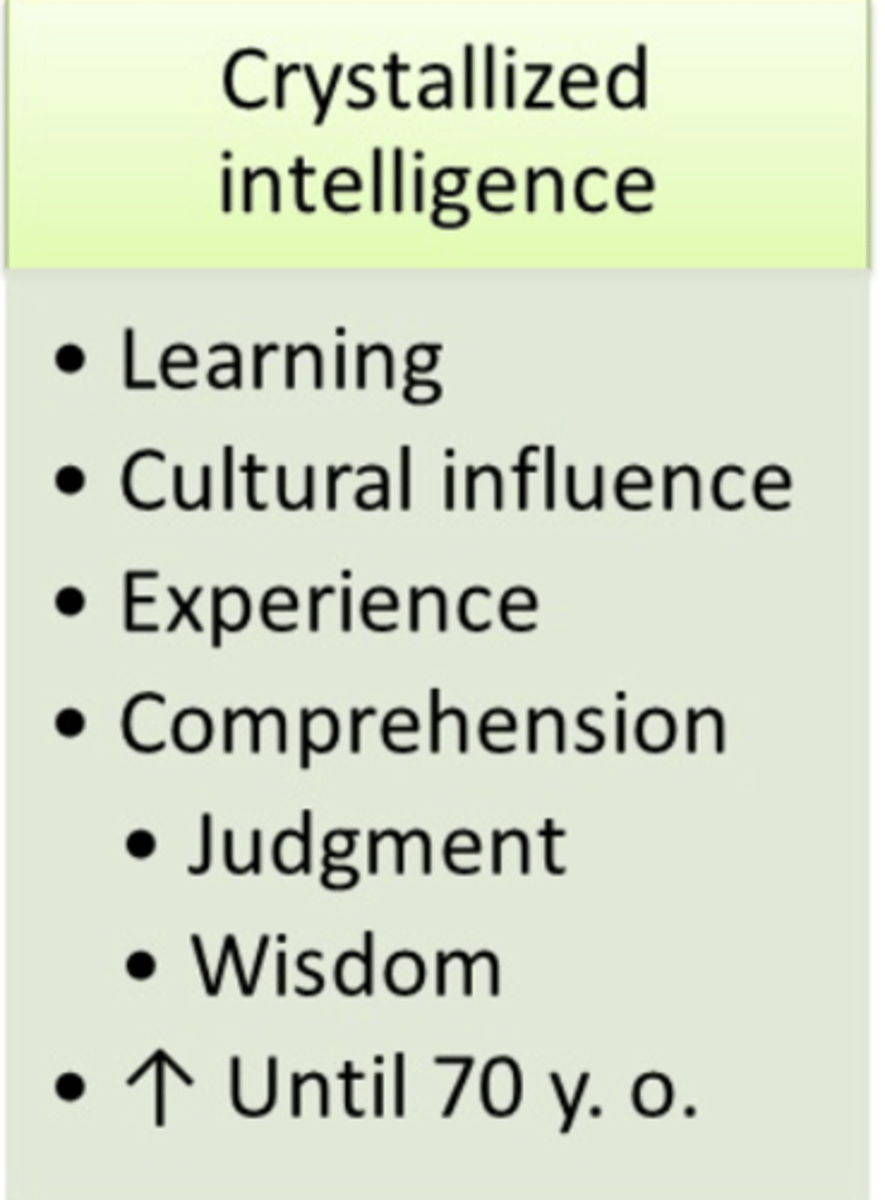 <p>Intelligence that is obtained through experience over the lifespan</p>