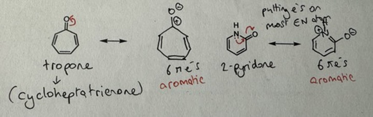 <p>Tropone and 2-pyridone</p>