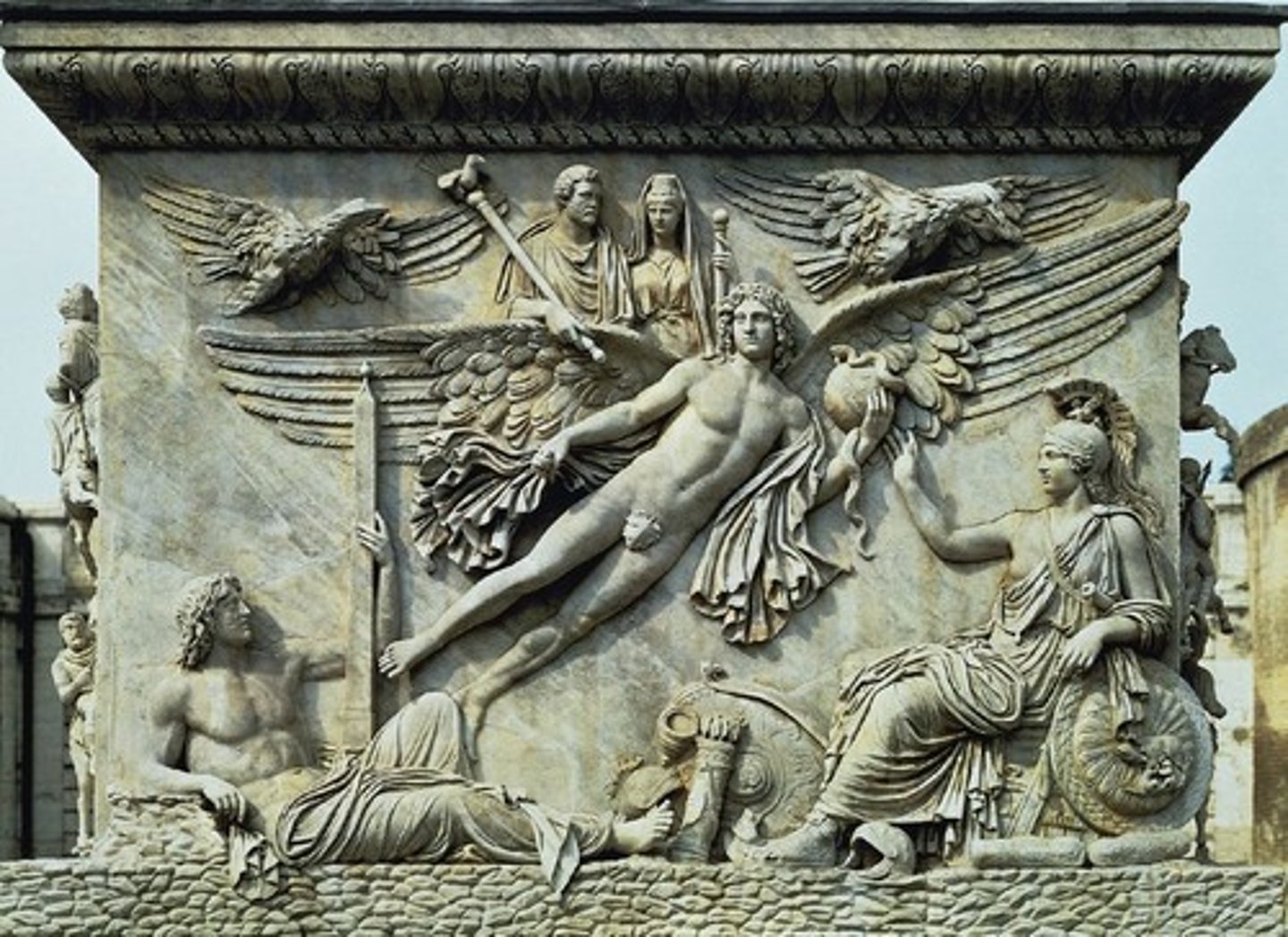 <p>Built my Marcus Aurelius to commemorate Antoninus and Faustina</p><p>shows them going up to heaven</p>