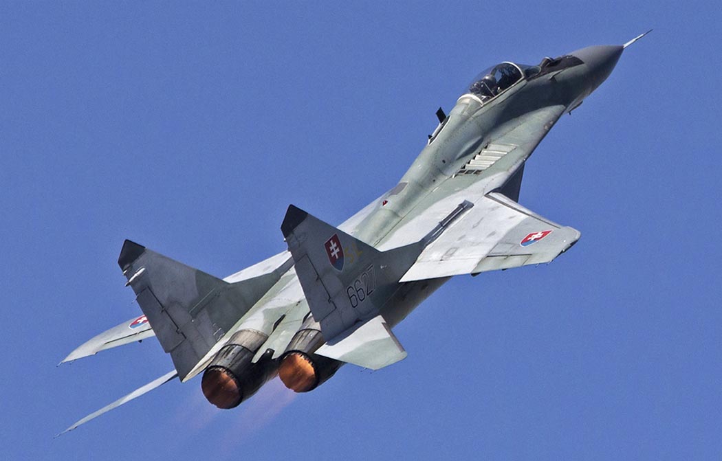 <p>FULCRUM, MiG-29, МиГ-29, (Grills on dorsal wing roots, Large wing roots, IRST forward of canopy)</p>