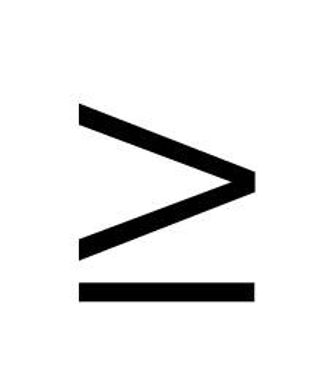 <p>Greater than, IS more than</p><p>Greater than or equal to, is at least, is no less than</p>