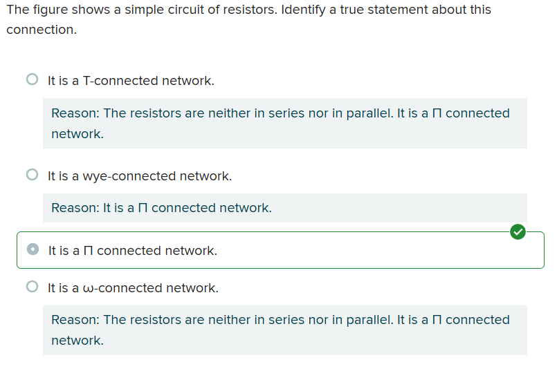 <p>c. It is a Π connected network.</p>